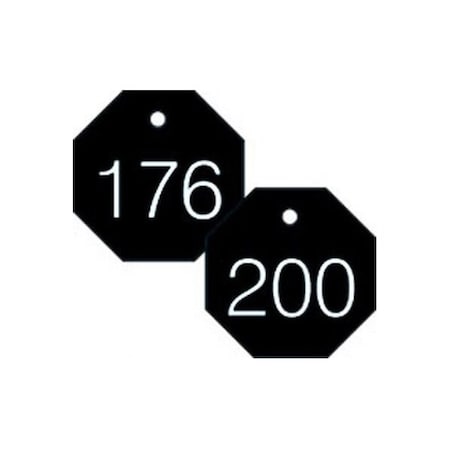 Accuform Engraved Numbered Tags, Self-Laminating RP-Plastic, 0.55 in H x 3-1/4 in W, 25 PK TDG829BK